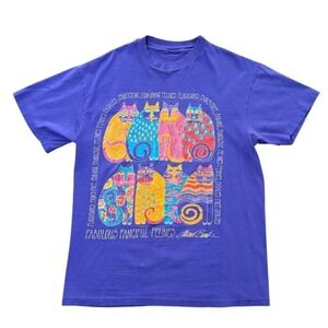Vintage 90s Cat Felines Kitty Glitter Laurel Burch Abstract Graphic Art T-shirt